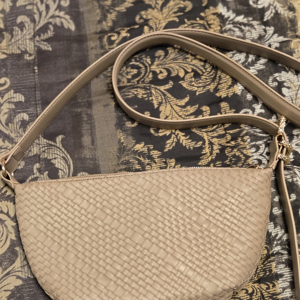 Nine West Tan Woven Crossbody Bag